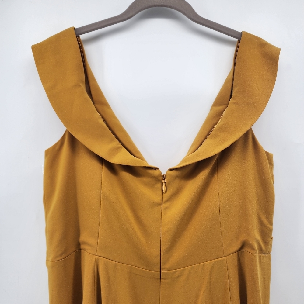 City Chic Rippled Love Off Shoulder Golden Mustard Draped Dress New‎ Size 16 - Picture 7 of 13